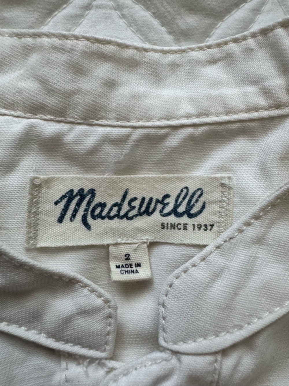 Madewell White Hidden Button Placket Sleeveless Pleated Peplum Top Size 2 - Picture 7 of 16